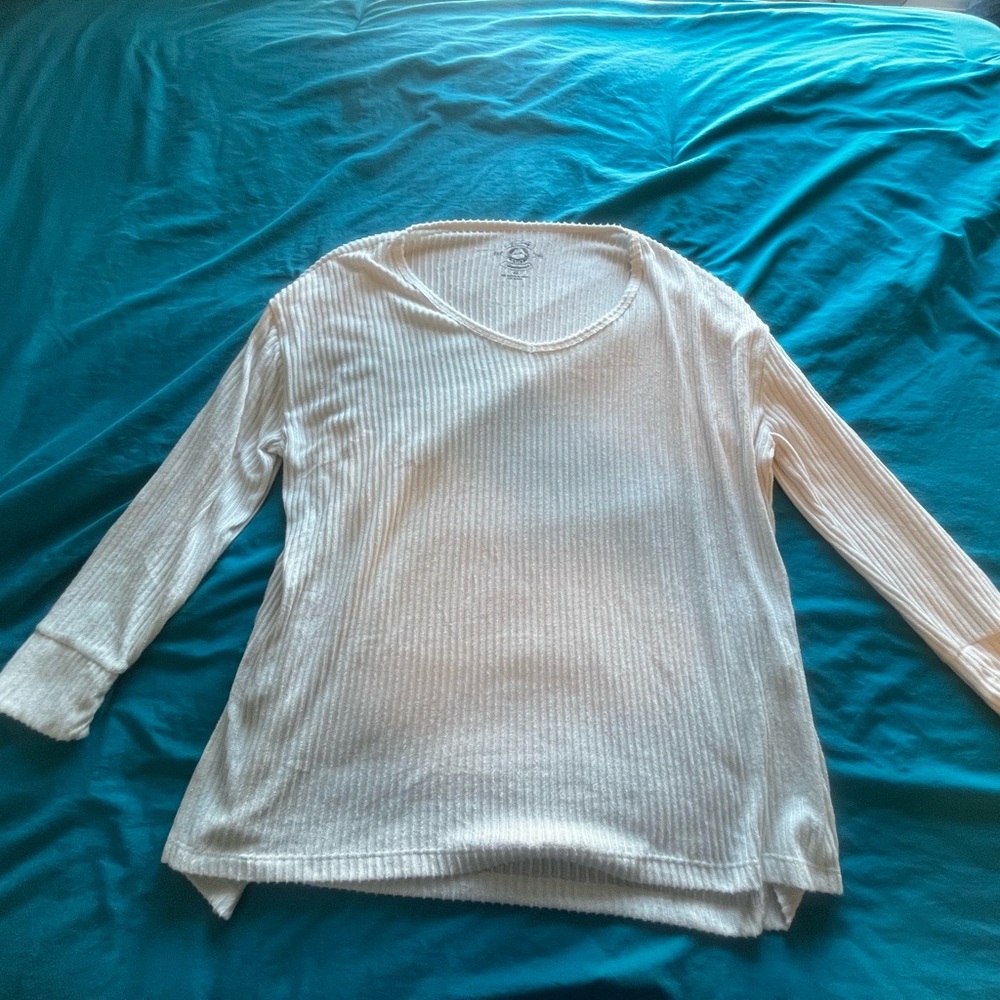 Tory Burch White Ribbed Top